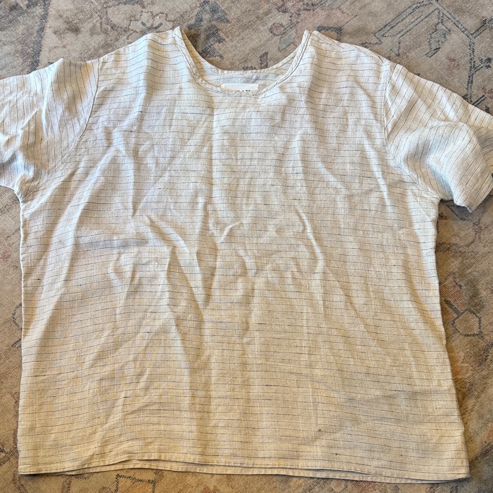 FLAX linen Casual Striped T-Shirt